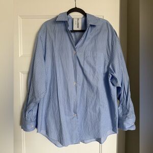 ASOS Men's Blue and White Striped Dress Shirt